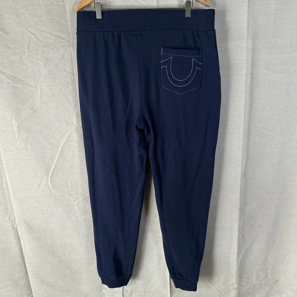 True Religion Mens Navy Blue Horseshoe Logo Jogger Sweatpants Size Large L/G
